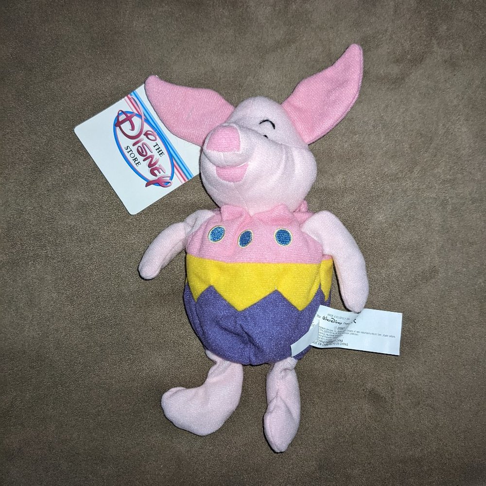 Disney Store Winnie the Pooh Easter Egg Piglet Mini Bean Bag 8" Plush - w/ Tags - Picture 1 of 3